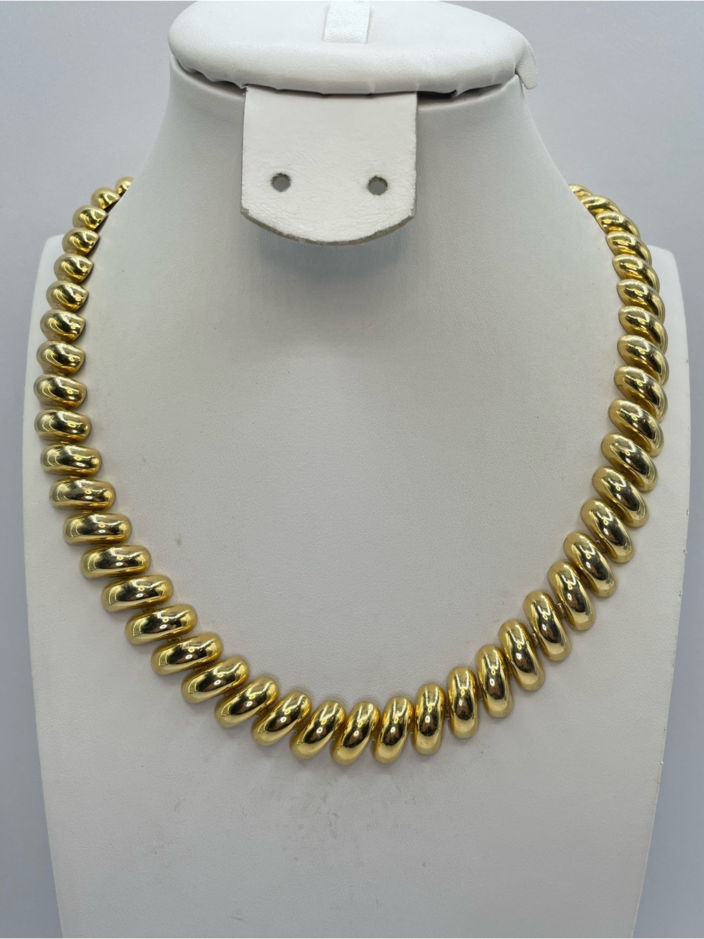 Vintage Gold Tone Graduated Bead Collar Necklace Statement Chunky